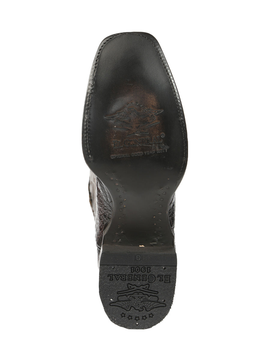 El General Men's Exotic Caiman Nuca Cowboy Boots - Brown 45522