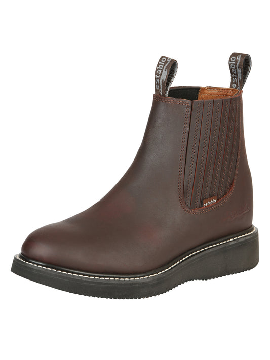Establo Men’s Work Ankle Boot - Grasso Leather - Wine 24963