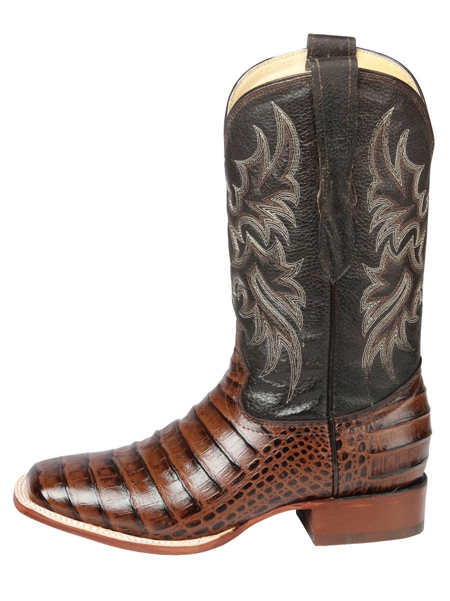 El Señor de los Cielos Men’s Rodeo Boot - Imitation Caiman Belly  Leather - Brown

 44937