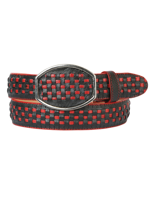 El General Cowboy Belt Petatillo Leather - Black/Red

 45371