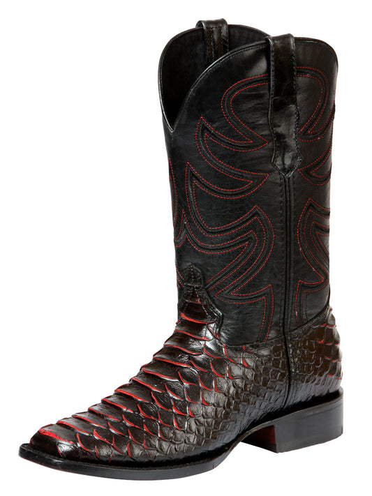 El General Men’s Rodeo Boot Imitation Python - Black/Red 45565